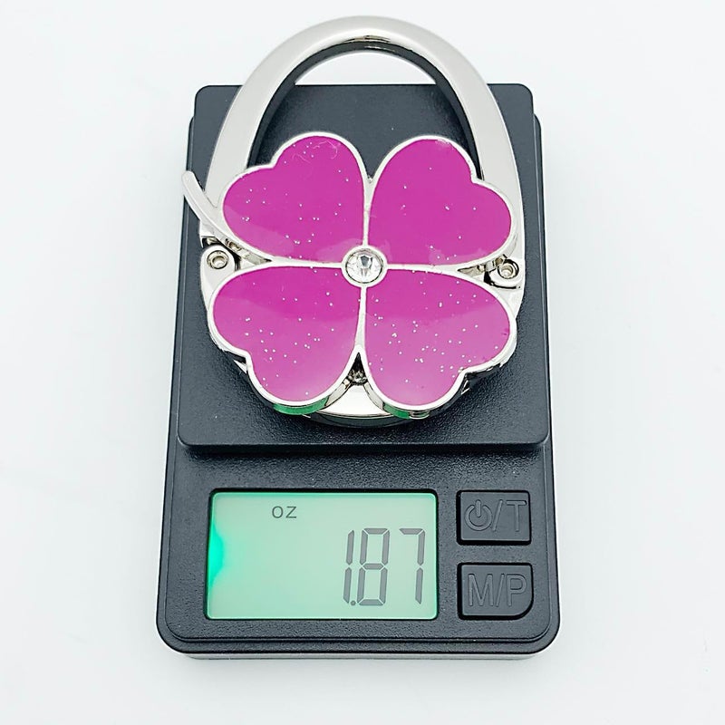 ROFLYER Four Leaf Clover Design Foldable Handbag Hanger Folding Purse Table Hook Holder (Purple) - Image 3